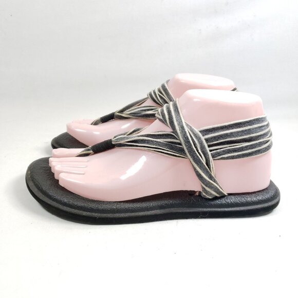 Sanuk Women's Size 7 Yoga Sling Sandals Gray Stripes - Picture 3 of 8